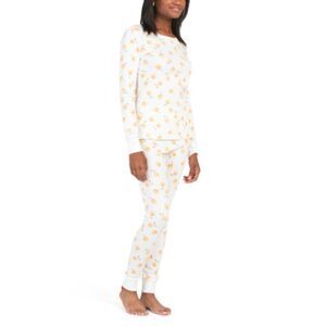 PETIT LEM XL White Yellow Lemon Print Organic Cotton Long Sleeve Jogger PJ Set